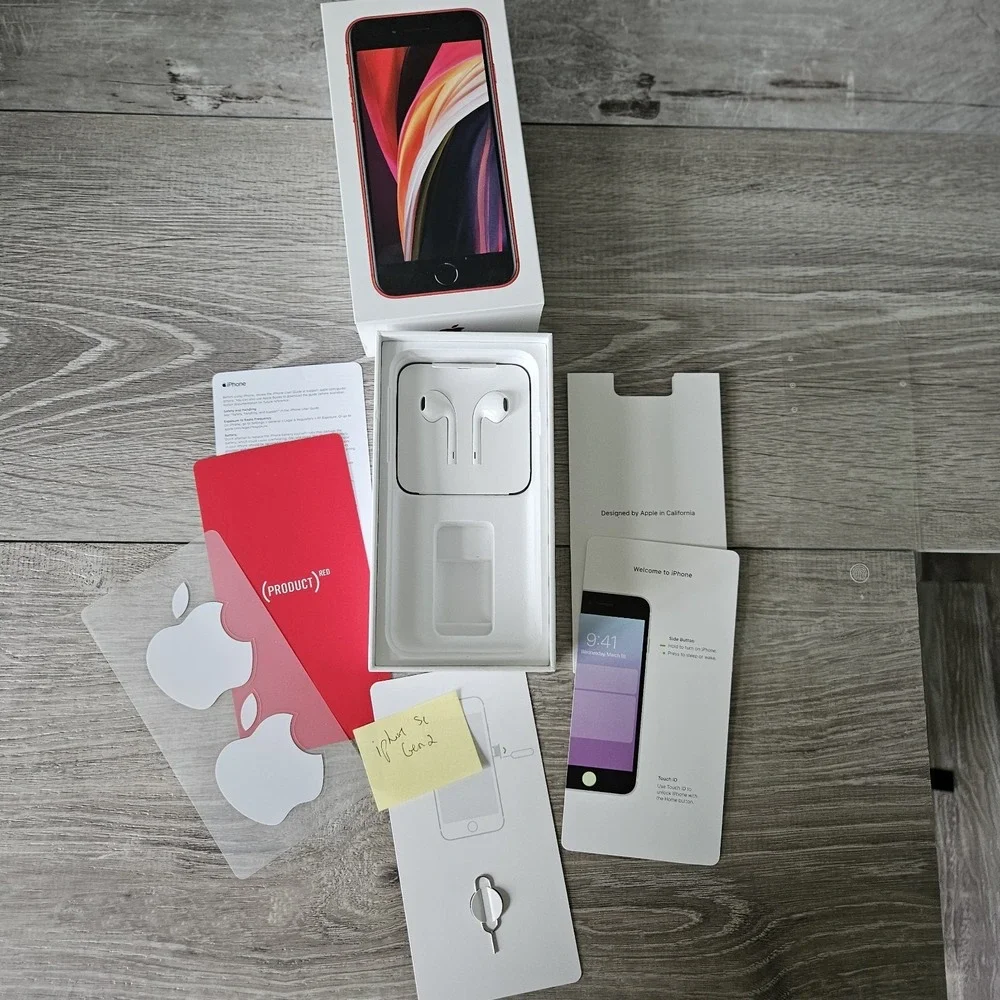 Apple iPhone SE Product RED 3 BOXES ONLY w OEM Wired Headset Stickers